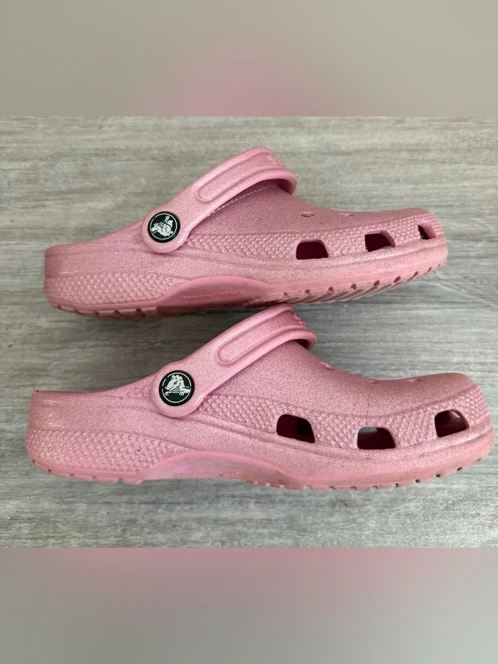 CROCS Glitter Pink Slip-On Waterproof Lightweight Clog Sandals Shoes 2